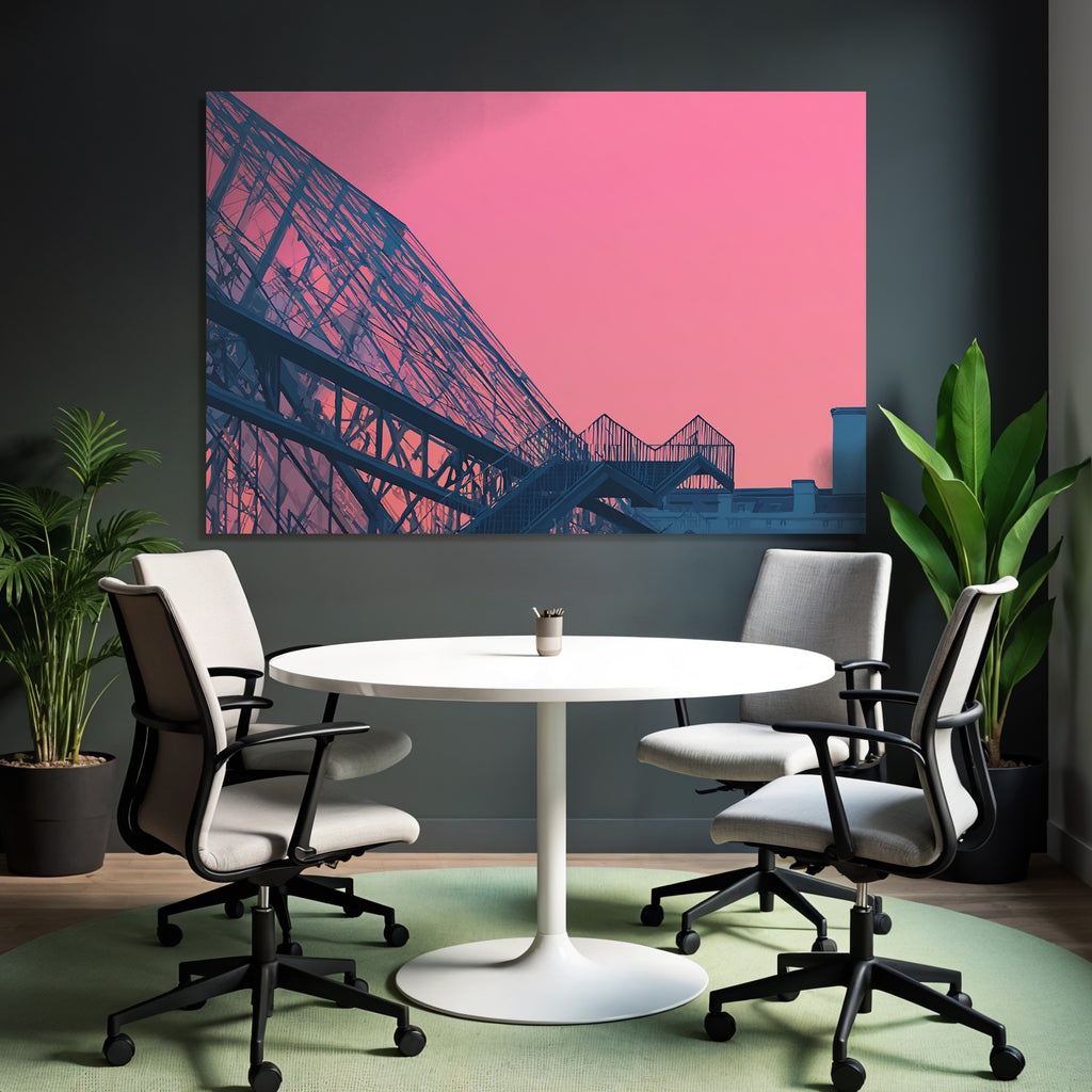 Moderne Moderne Mit Glass Fassade Im Rosa Himmel