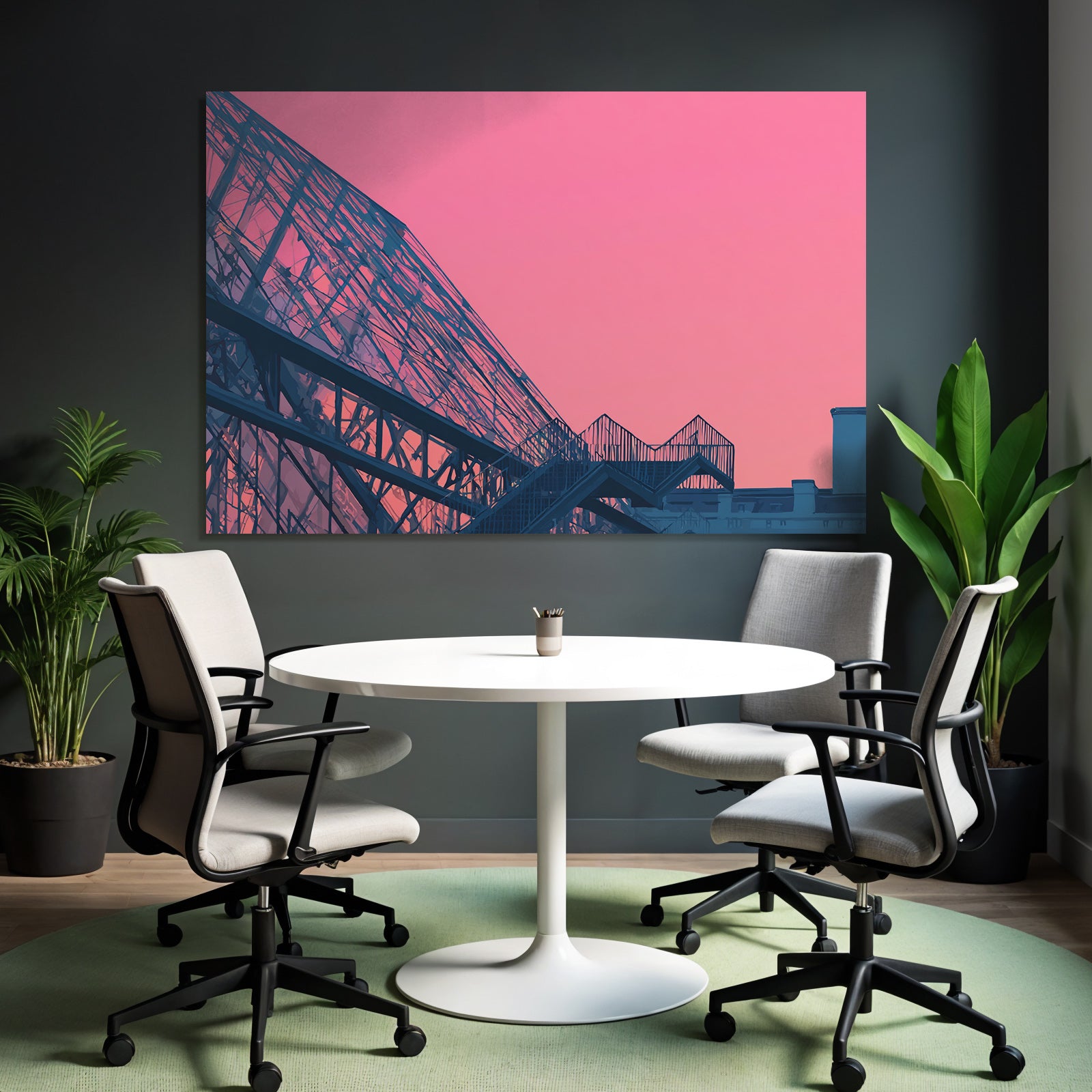 Moderne Moderne Mit Glass Fassade Im Rosa Himmel