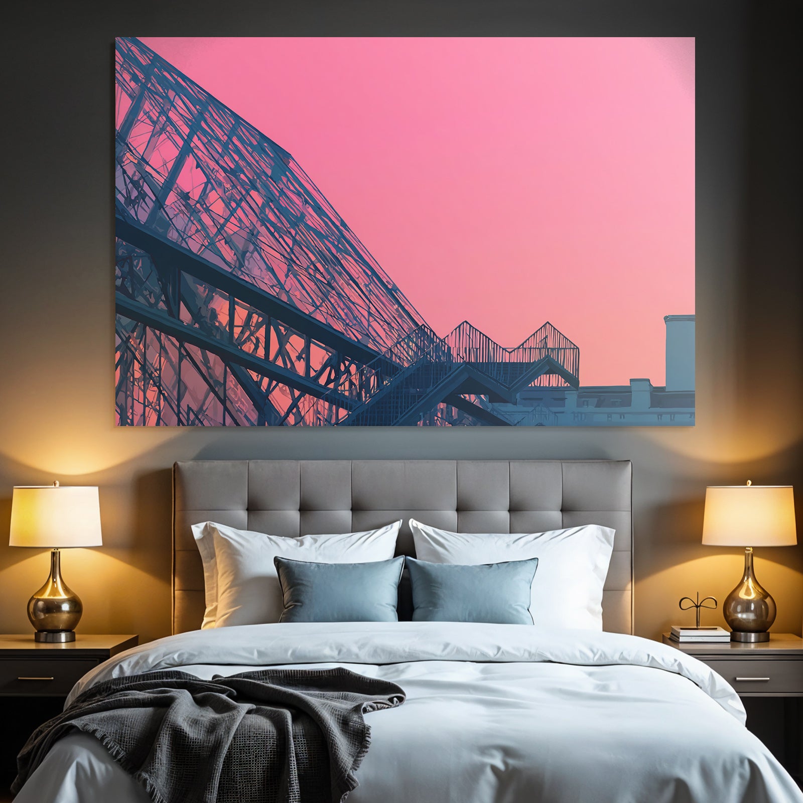 Moderne Moderne Mit Glass Fassade Im Rosa Himmel