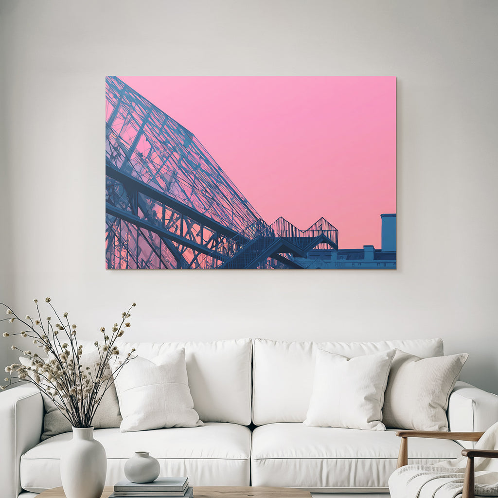 Moderne Moderne Mit Glass Fassade Im Rosa Himmel
