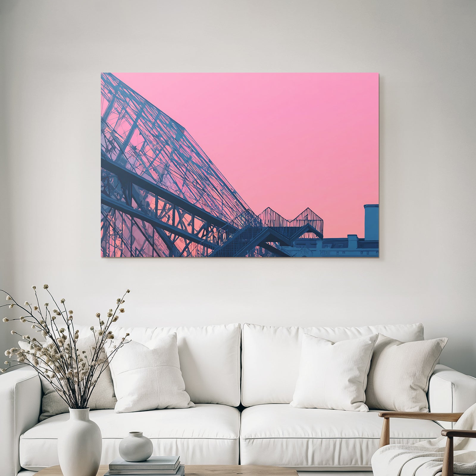 Moderne Moderne Mit Glass Fassade Im Rosa Himmel