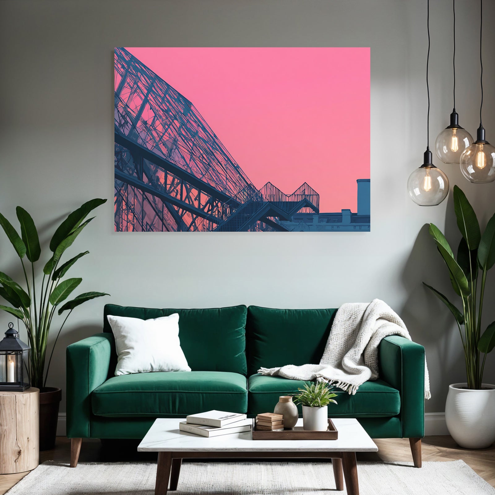 Moderne Moderne Mit Glass Fassade Im Rosa Himmel