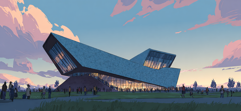 Moderne Moderne Museum Kulturelles Zentrum Bei Sonnenuntergang | Moderne Architektur | Architektur