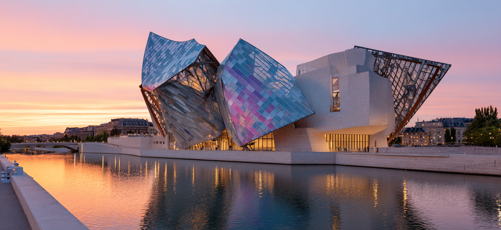 Moderne Moderne Neben Wasser Bei Sonnenuntergang | Moderne Architektur | Architektur