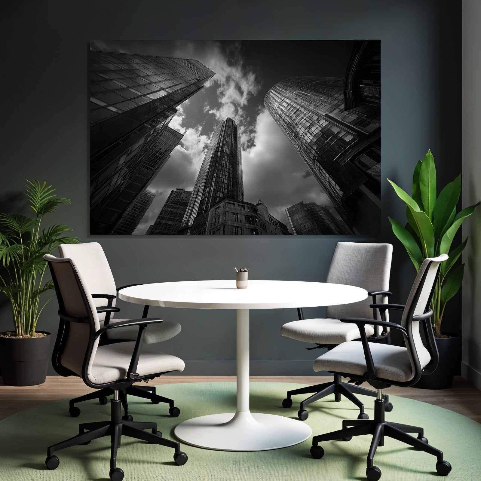 Moderne Moderne Stadtlandschaft Skyline Schwarz Weiss Fotografie