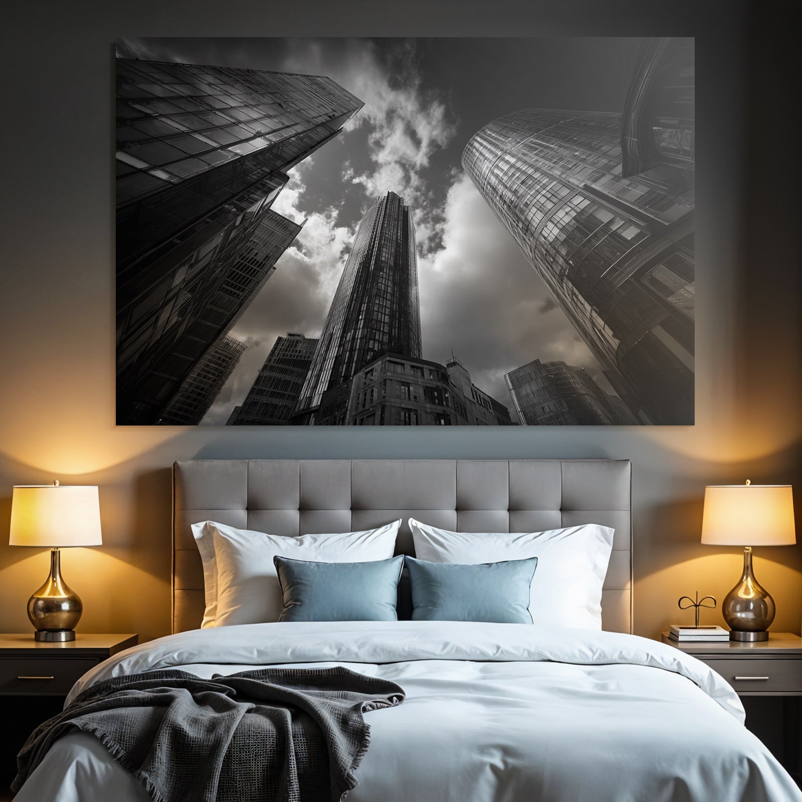 Moderne Moderne Stadtlandschaft Skyline Schwarz Weiss Fotografie