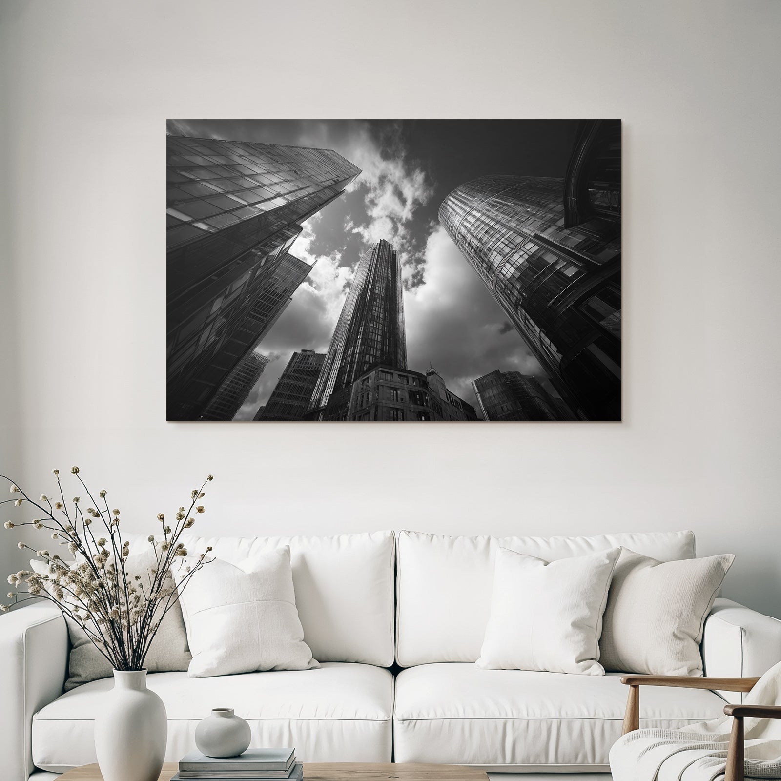 Moderne Moderne Stadtlandschaft Skyline Schwarz Weiss Fotografie