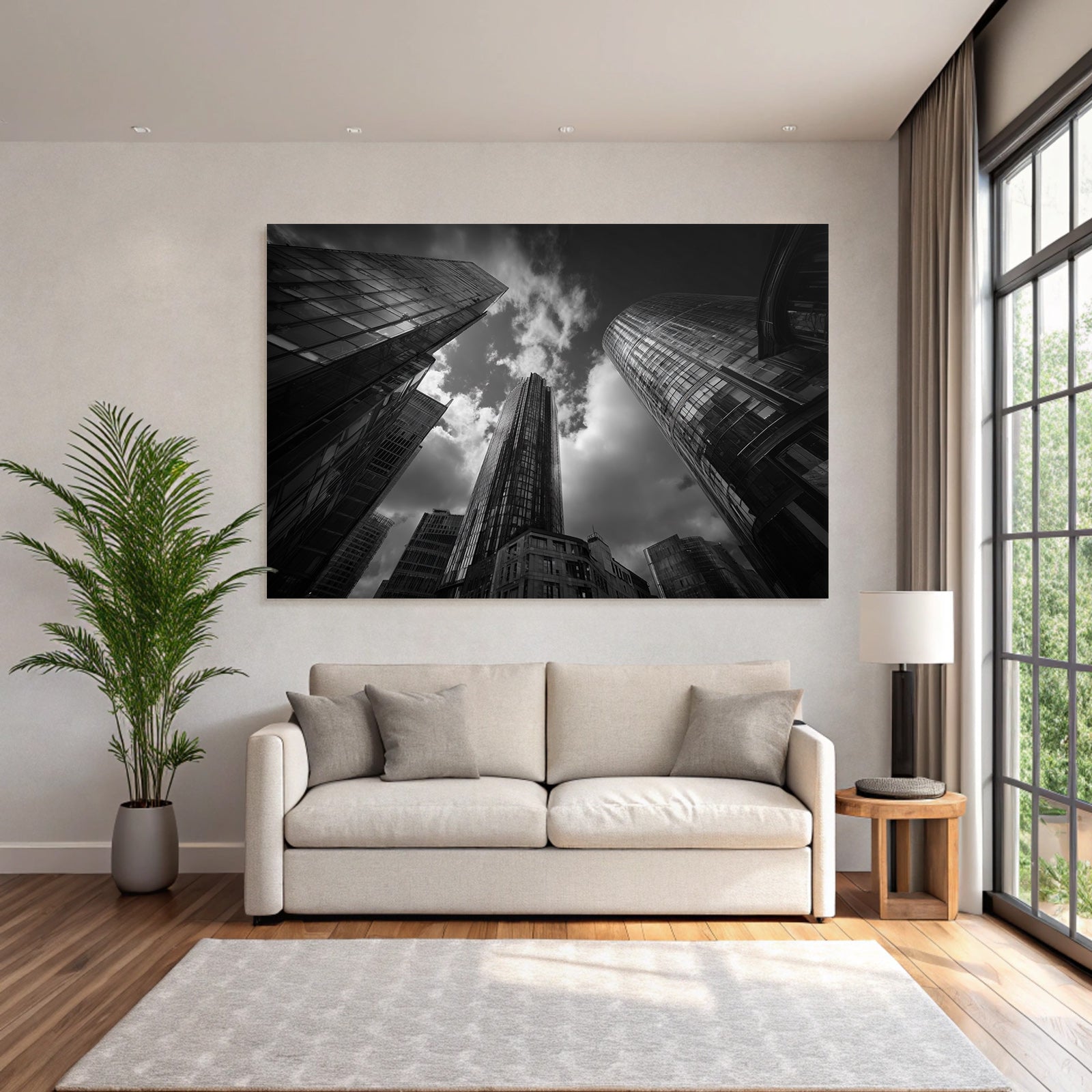 Moderne Moderne Stadtlandschaft Skyline Schwarz Weiss Fotografie