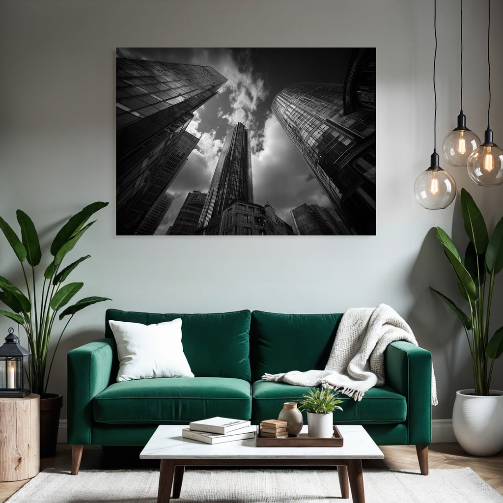 Moderne Moderne Stadtlandschaft Skyline Schwarz Weiss Fotografie