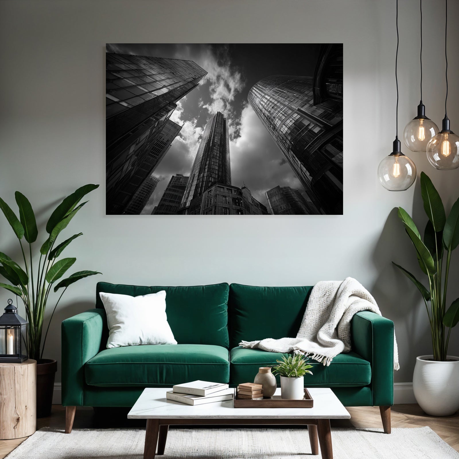 Moderne Moderne Stadtlandschaft Skyline Schwarz Weiss Fotografie