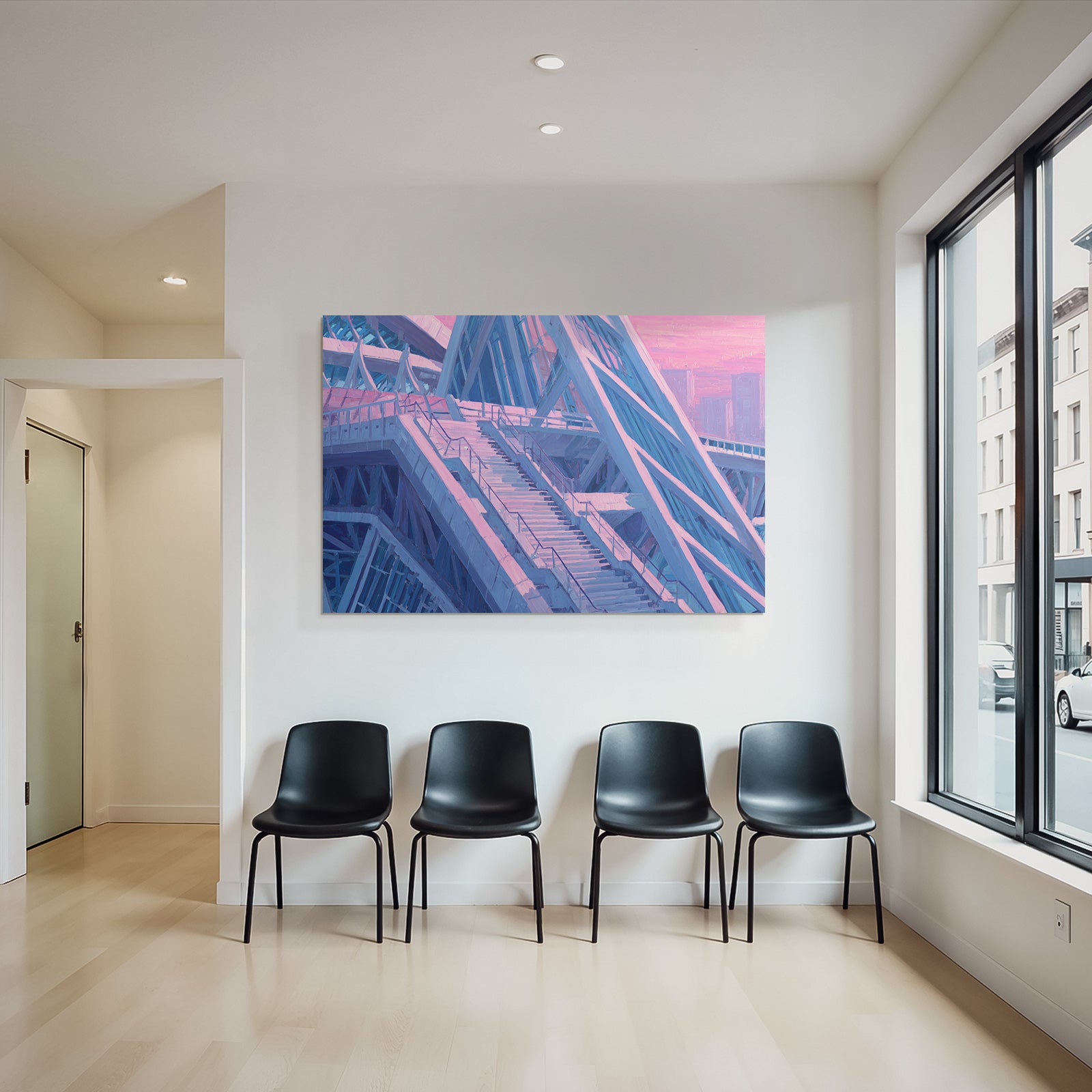 Moderne Moderne Treppenhaus Impressionistisch Blau Rosa