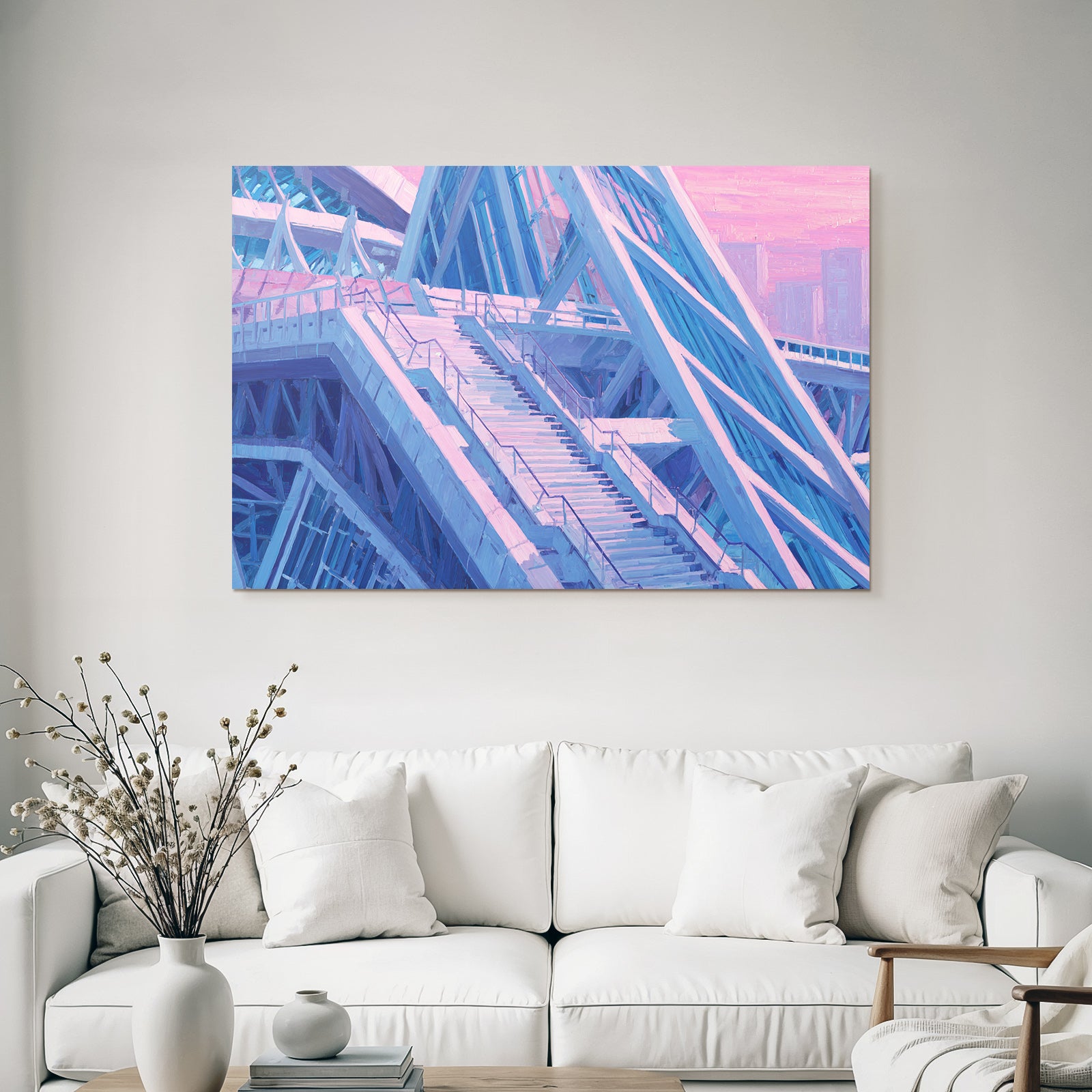Moderne Moderne Treppenhaus Impressionistisch Blau Rosa