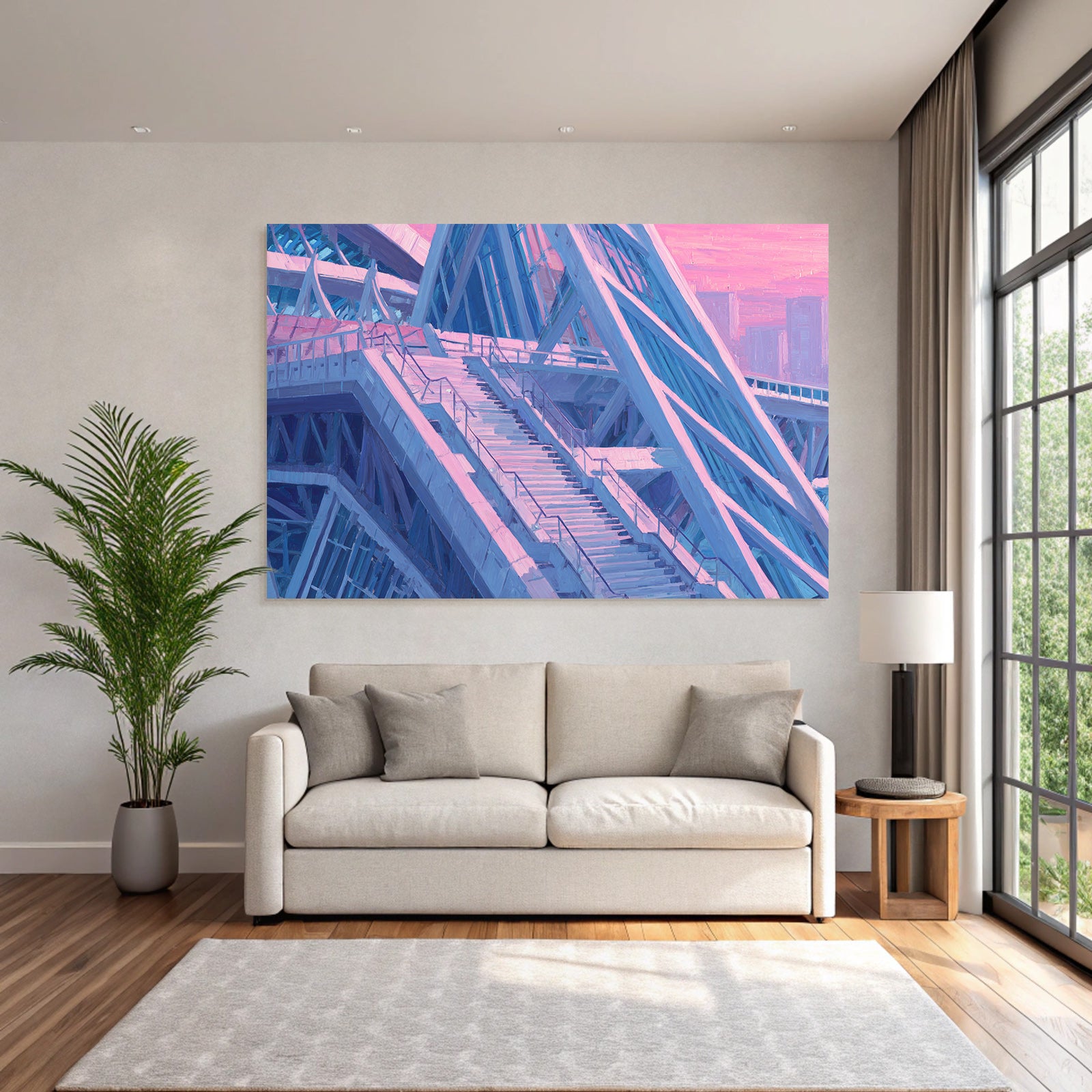 Moderne Moderne Treppenhaus Impressionistisch Blau Rosa