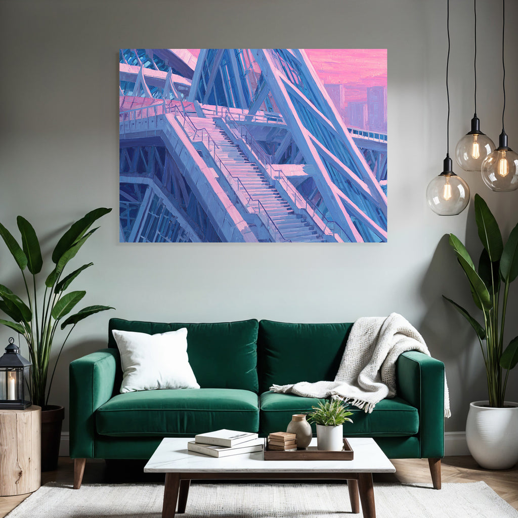 Moderne Moderne Treppenhaus Impressionistisch Blau Rosa