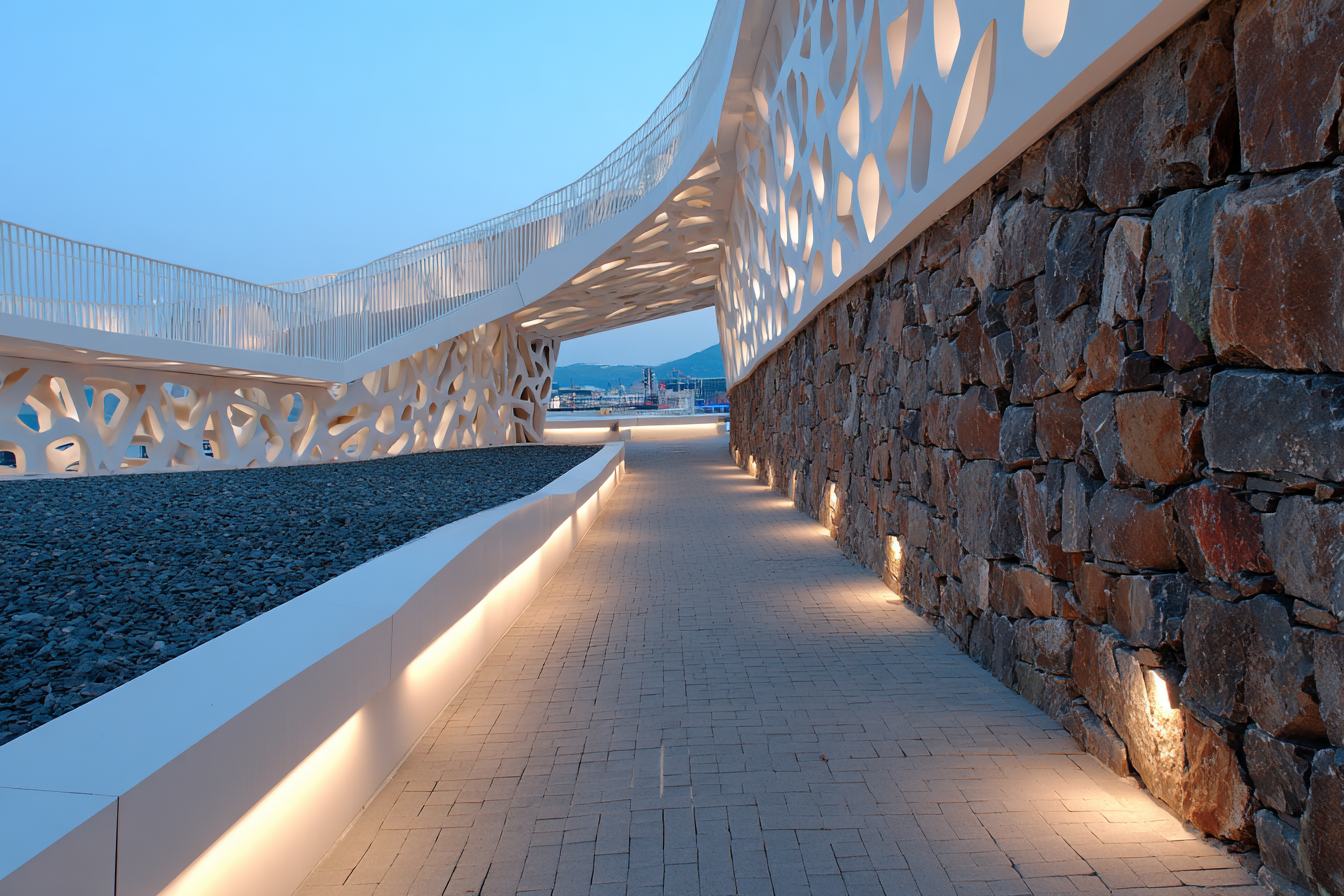 Moderne Moderne Weg Organische Formen Und Texturierte Steinschicht | Moderne Architektur | Architektur