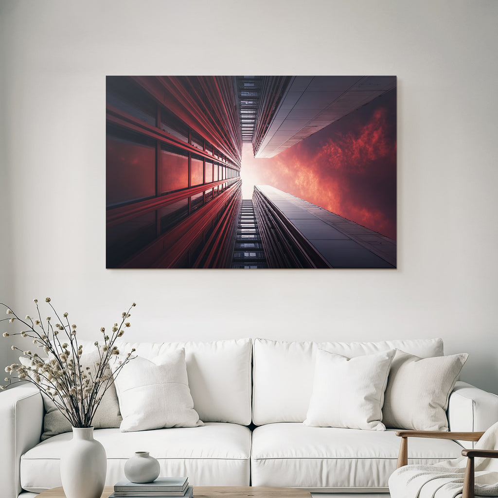 Moderne Perspektivische Aussicht Zwischen Gebäuden Himmel Sunset