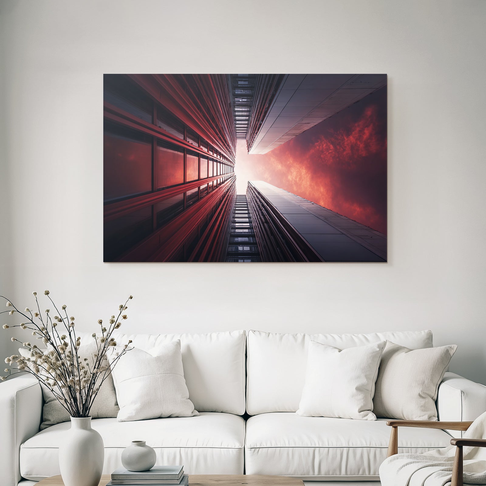 Moderne Perspektivische Aussicht Zwischen Gebäuden Himmel Sunset