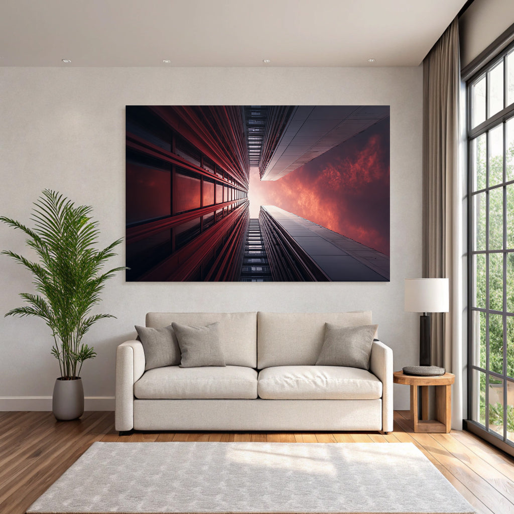 Moderne Perspektivische Aussicht Zwischen Gebäuden Himmel Sunset