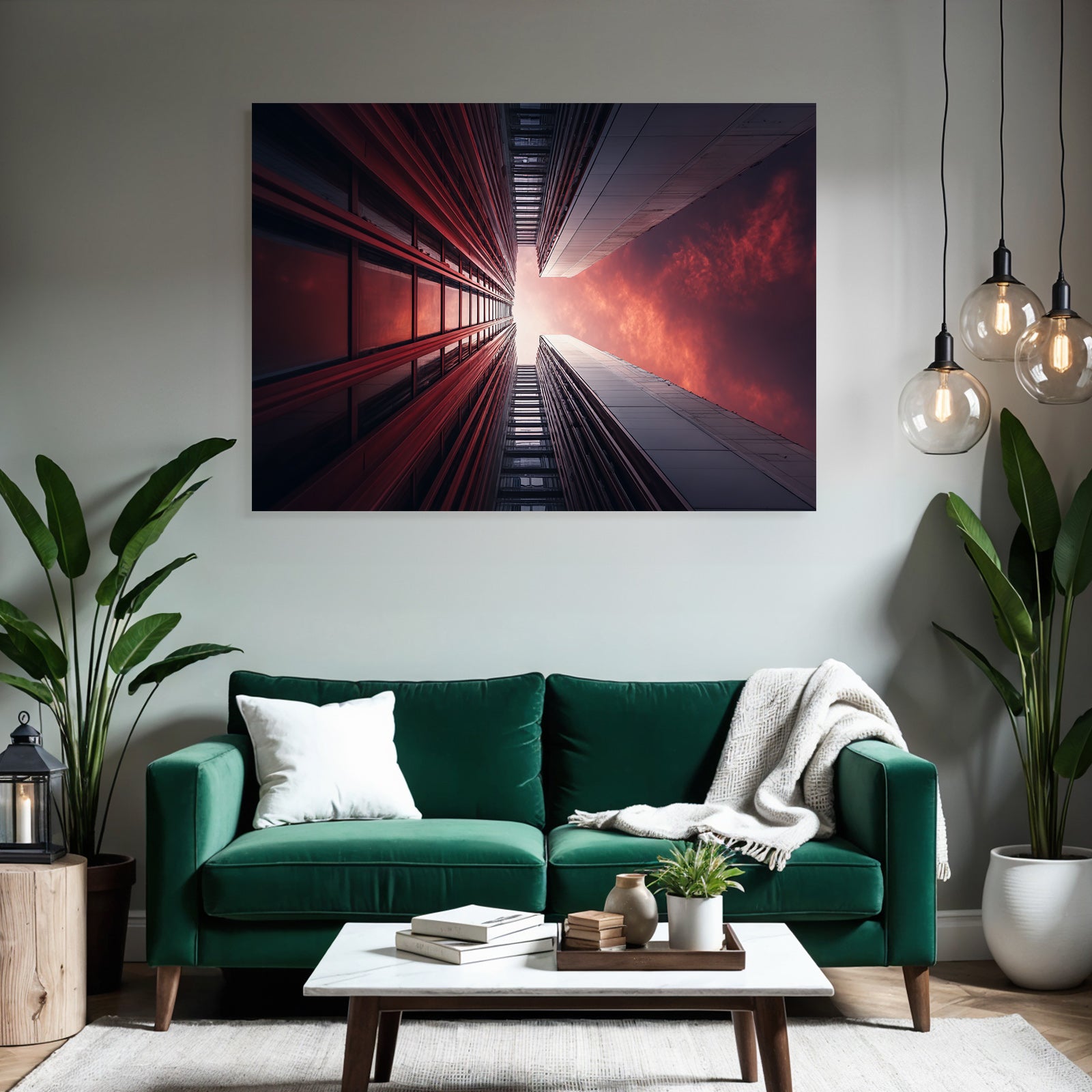 Moderne Perspektivische Aussicht Zwischen Gebäuden Himmel Sunset