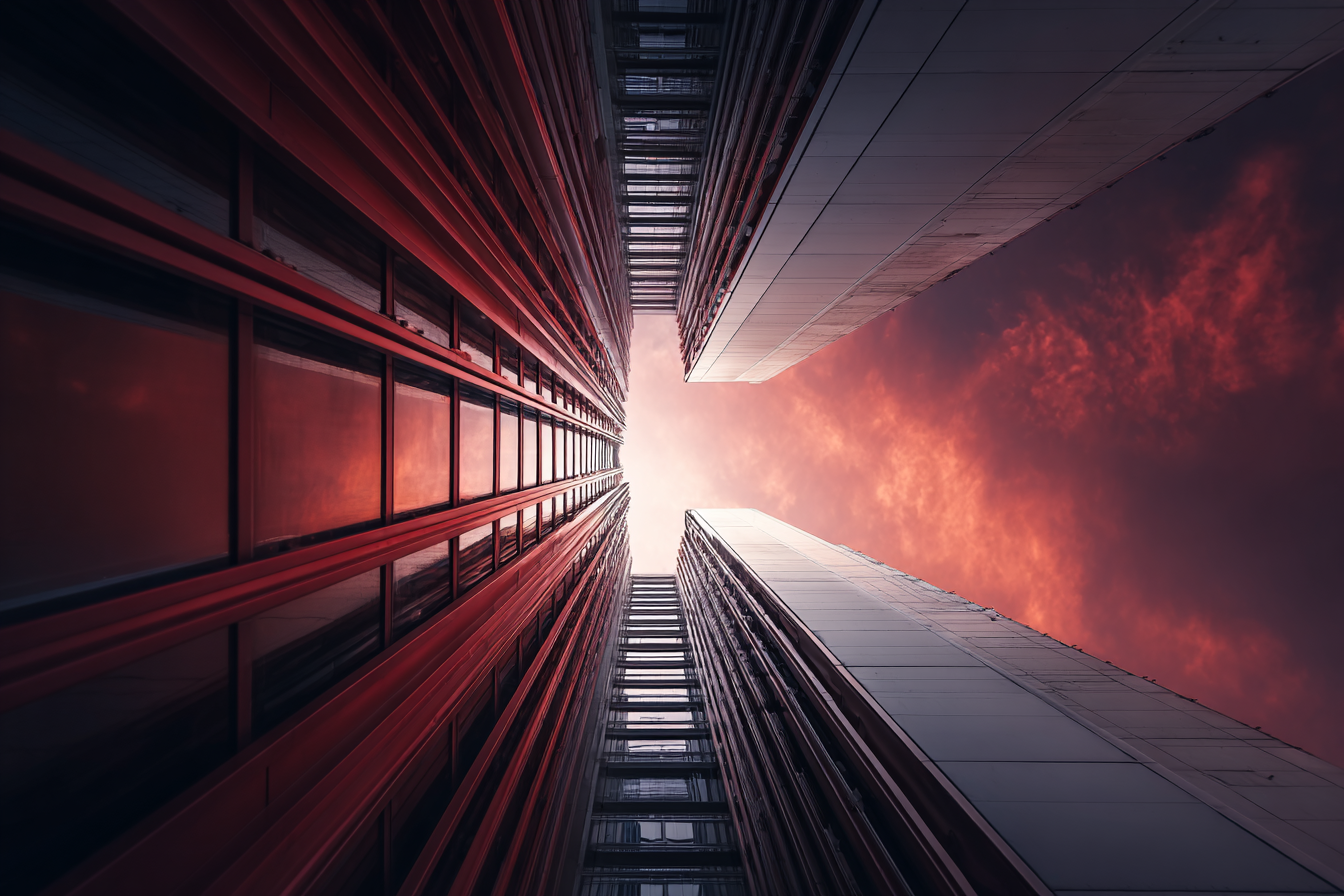 Moderne Perspektivische Aussicht Zwischen Gebäuden Himmel Sunset | Moderne Architektur | Architektur