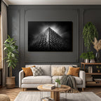 Moderne Pyramidenförmiges Glasmotiv Schwarz Weiss