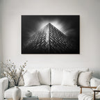 Moderne Pyramidenförmiges Glasmotiv Schwarz Weiss