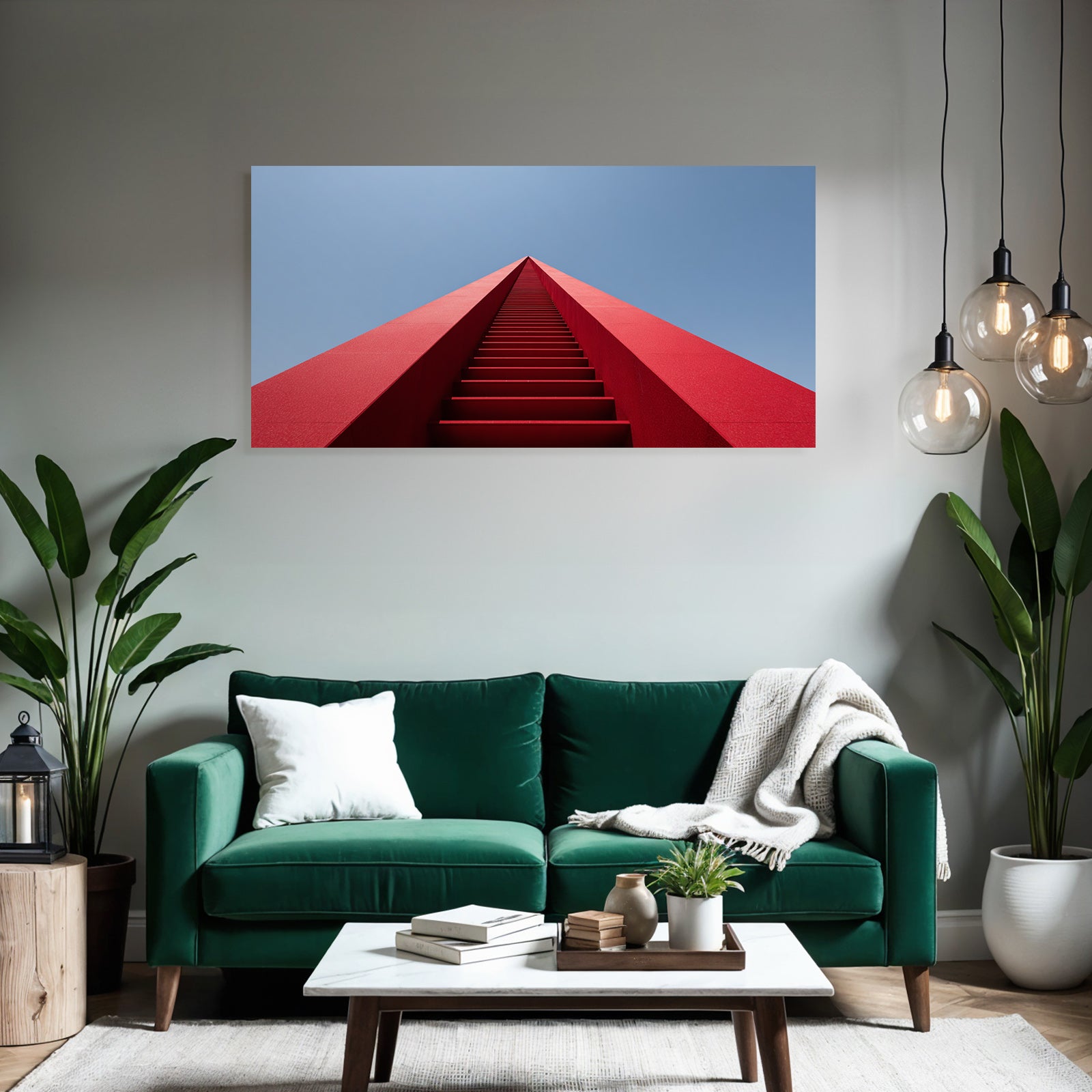 Moderne Rote Struktur Mit Treppen Im Aufstieg Und Blaüm Himmel