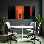 Moderne Silhoütten In Der Lichte Durchgang Mit Orangeem Hintergrund