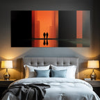Moderne Silhoütten In Der Lichte Durchgang Mit Orangeem Hintergrund