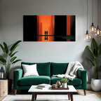 Moderne Silhoütten In Der Lichte Durchgang Mit Orangeem Hintergrund