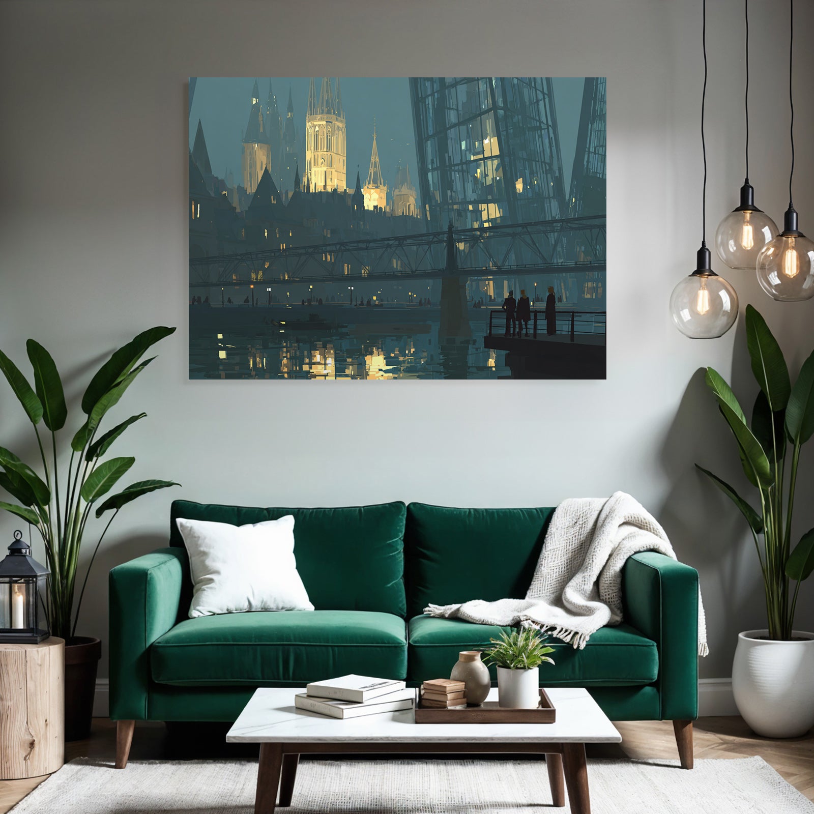 Moderne Stadtansicht Dämmerung Mystische Atmosphäre Illuminiert Gebäude