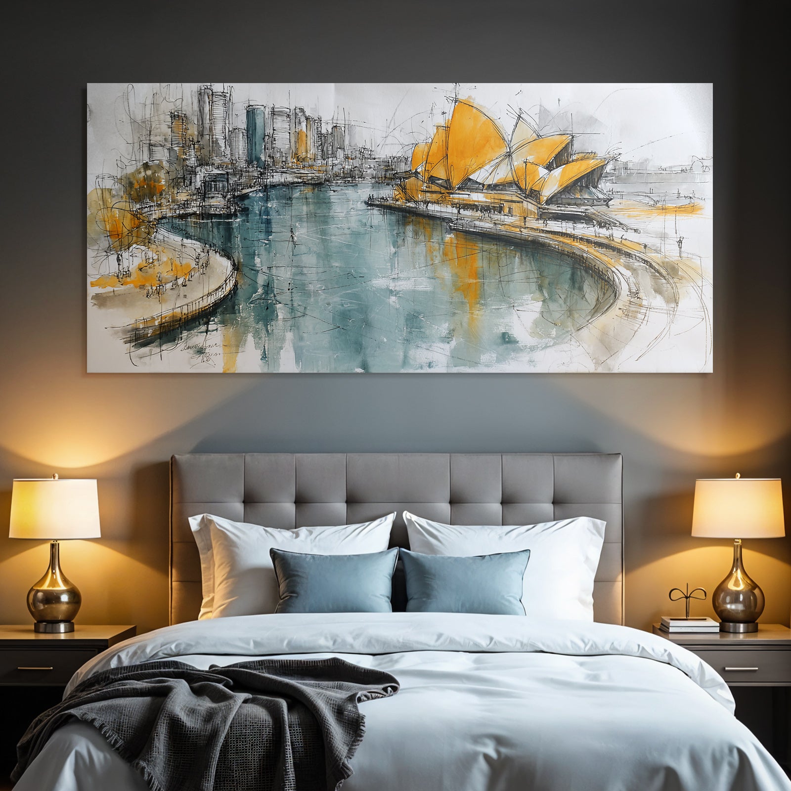 Moderne Stadtansicht Sydney Operahouse Malerisch Bunt