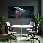Moderne Stilisiertes Surrealistisches Landschaft Mit Geometrischen Formen Und Vividen Farben