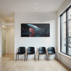 Moderne Stilisiertes Surrealistisches Landschaft Mit Geometrischen Formen Und Vividen Farben