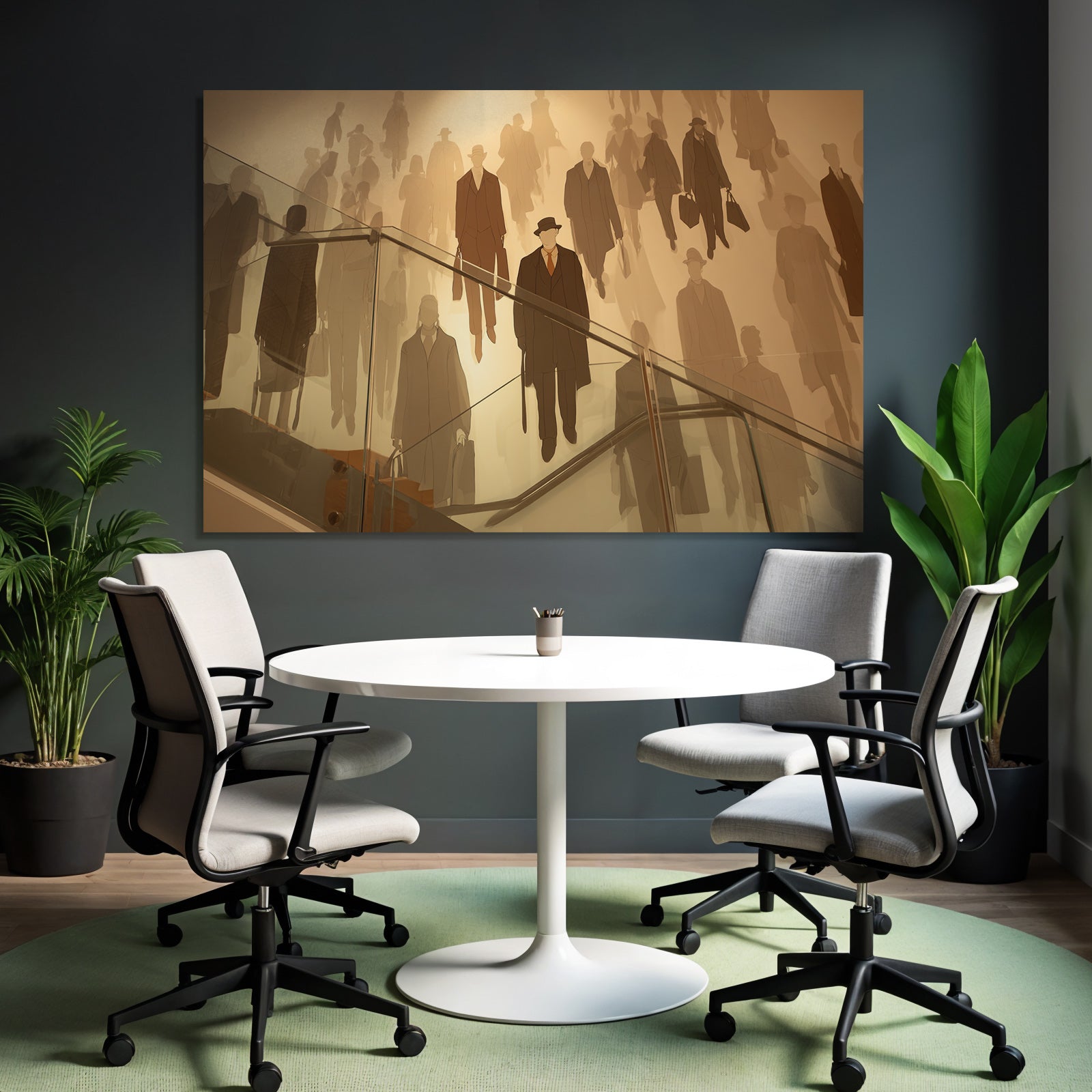 Moderne Stylisiertes Mural Von Silhoütten In Formeller Bleibekleidung
