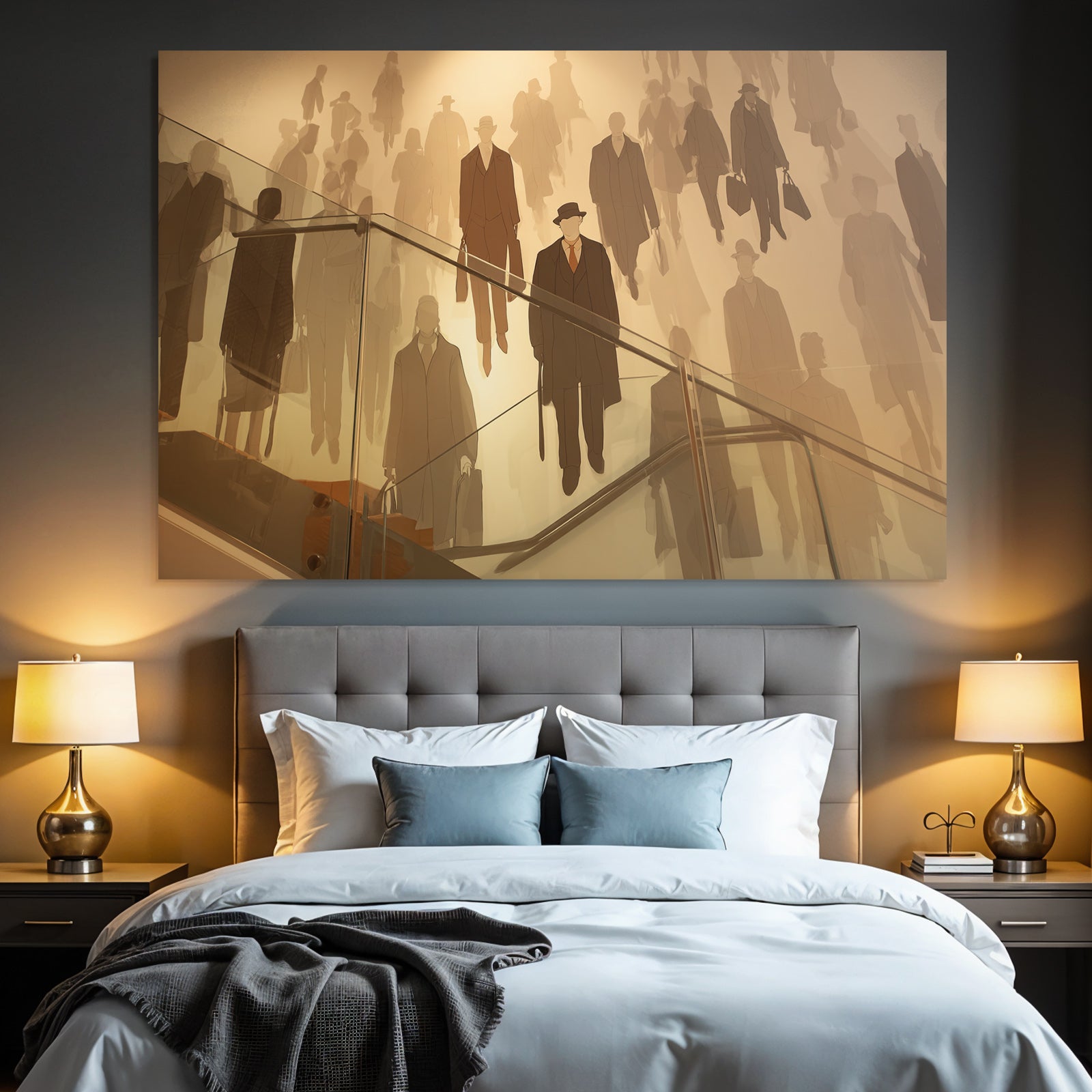 Moderne Stylisiertes Mural Von Silhoütten In Formeller Bleibekleidung