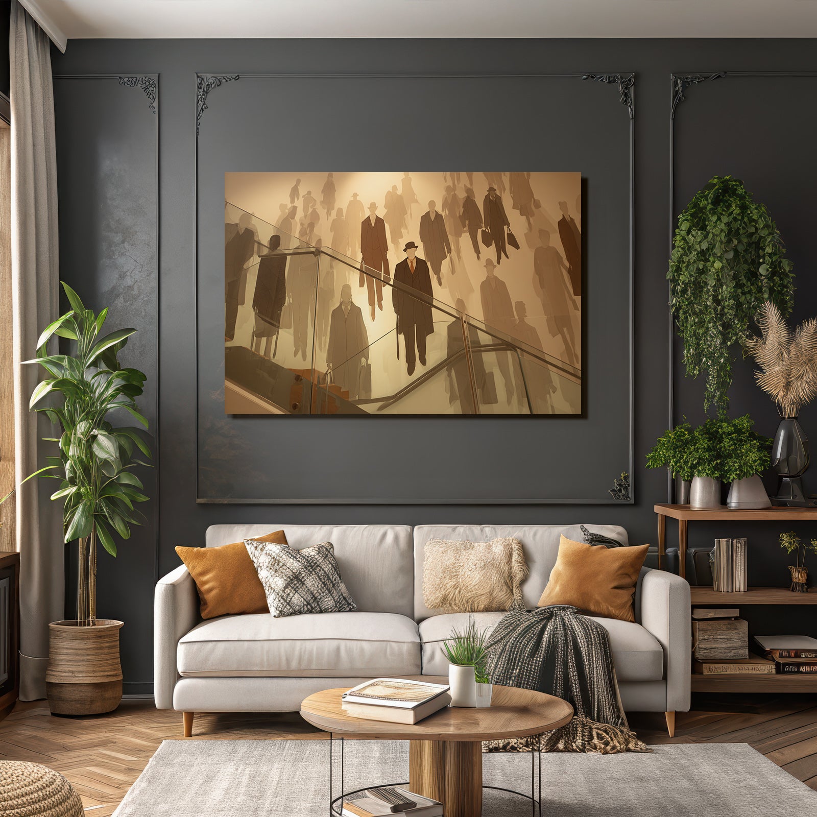 Moderne Stylisiertes Mural Von Silhoütten In Formeller Bleibekleidung