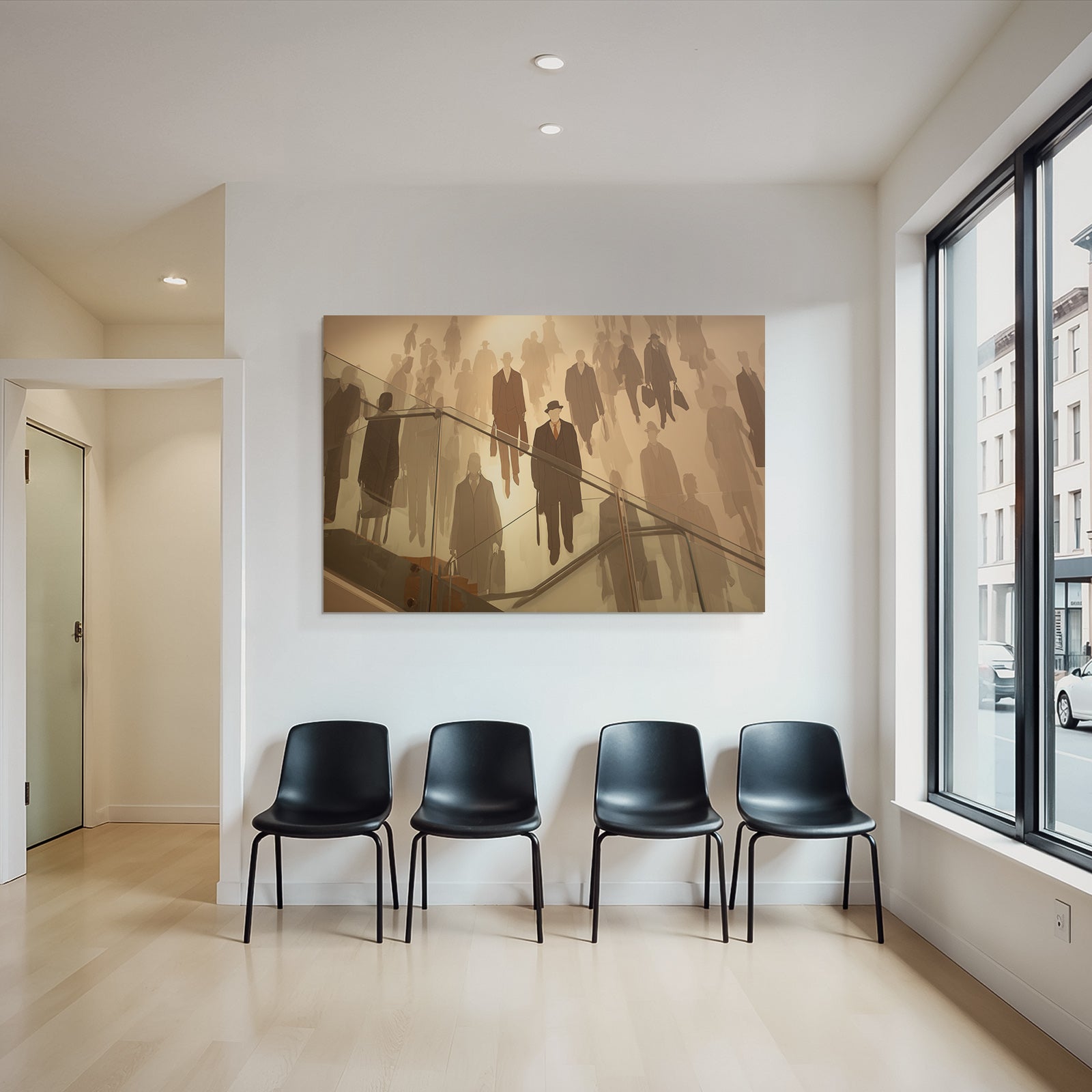 Moderne Stylisiertes Mural Von Silhoütten In Formeller Bleibekleidung