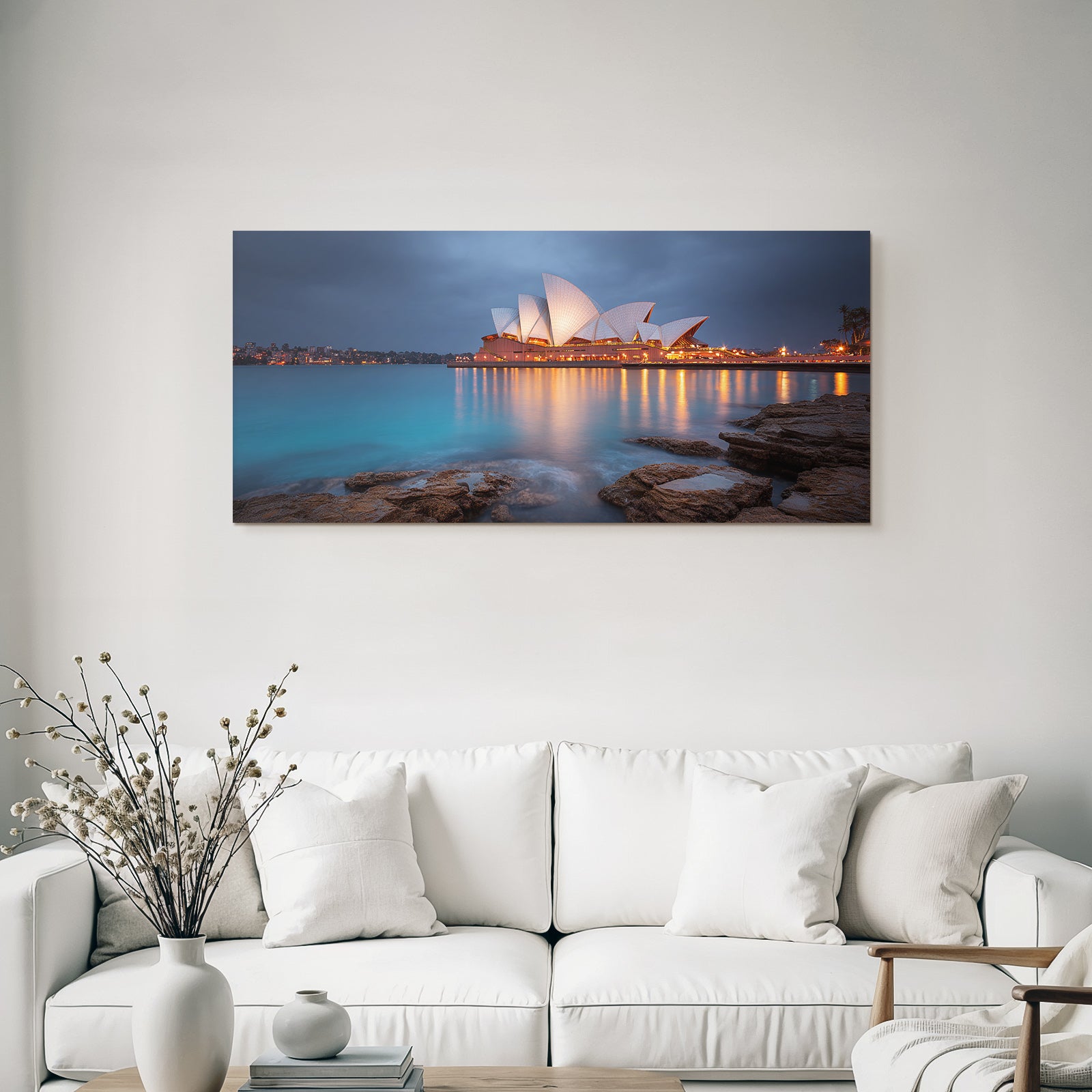 Moderne Sydney Opera House Bei Nacht Reflexionen Auf Dem Wasser