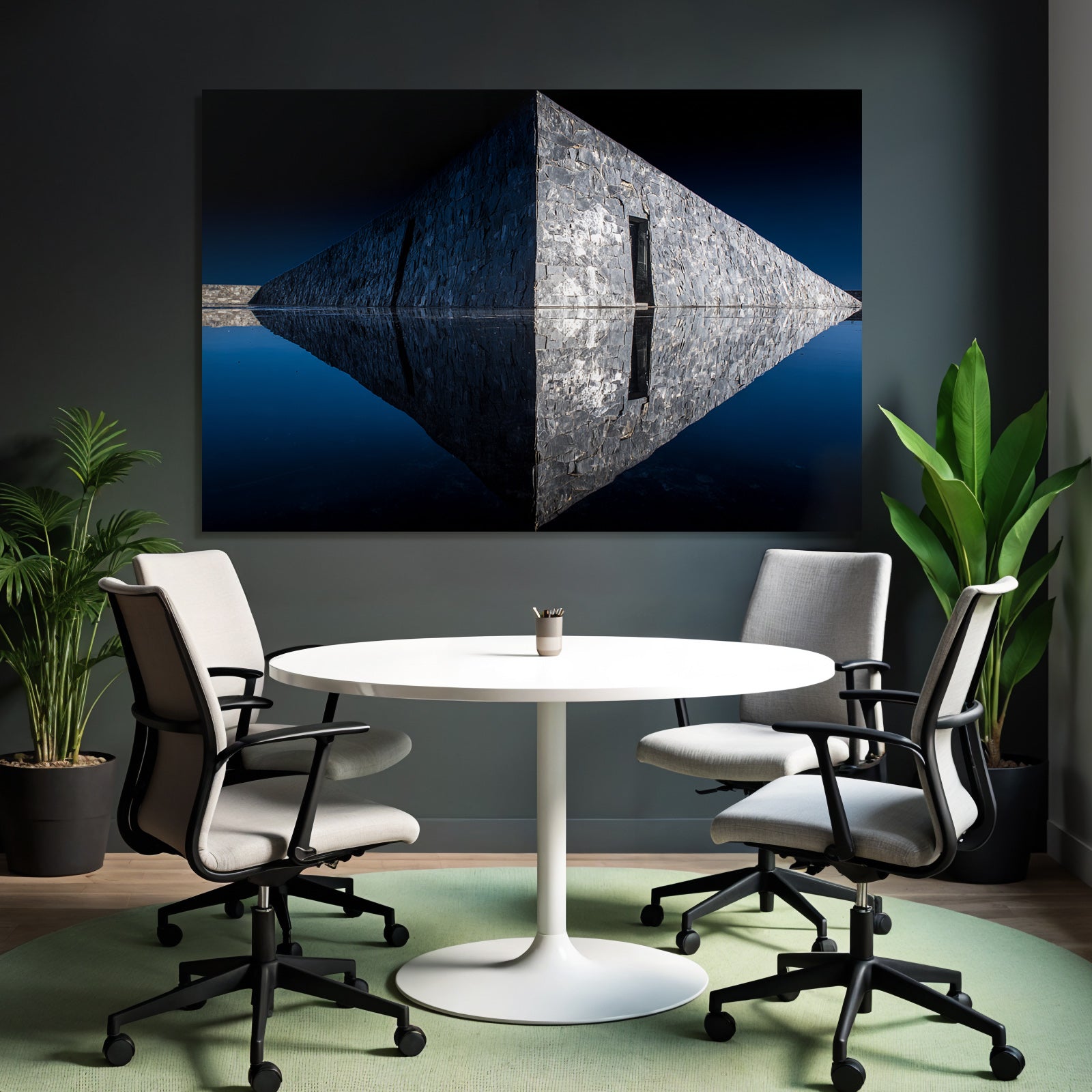 Moderne Zeitgenössische Reflektion Wasser Symmetrie