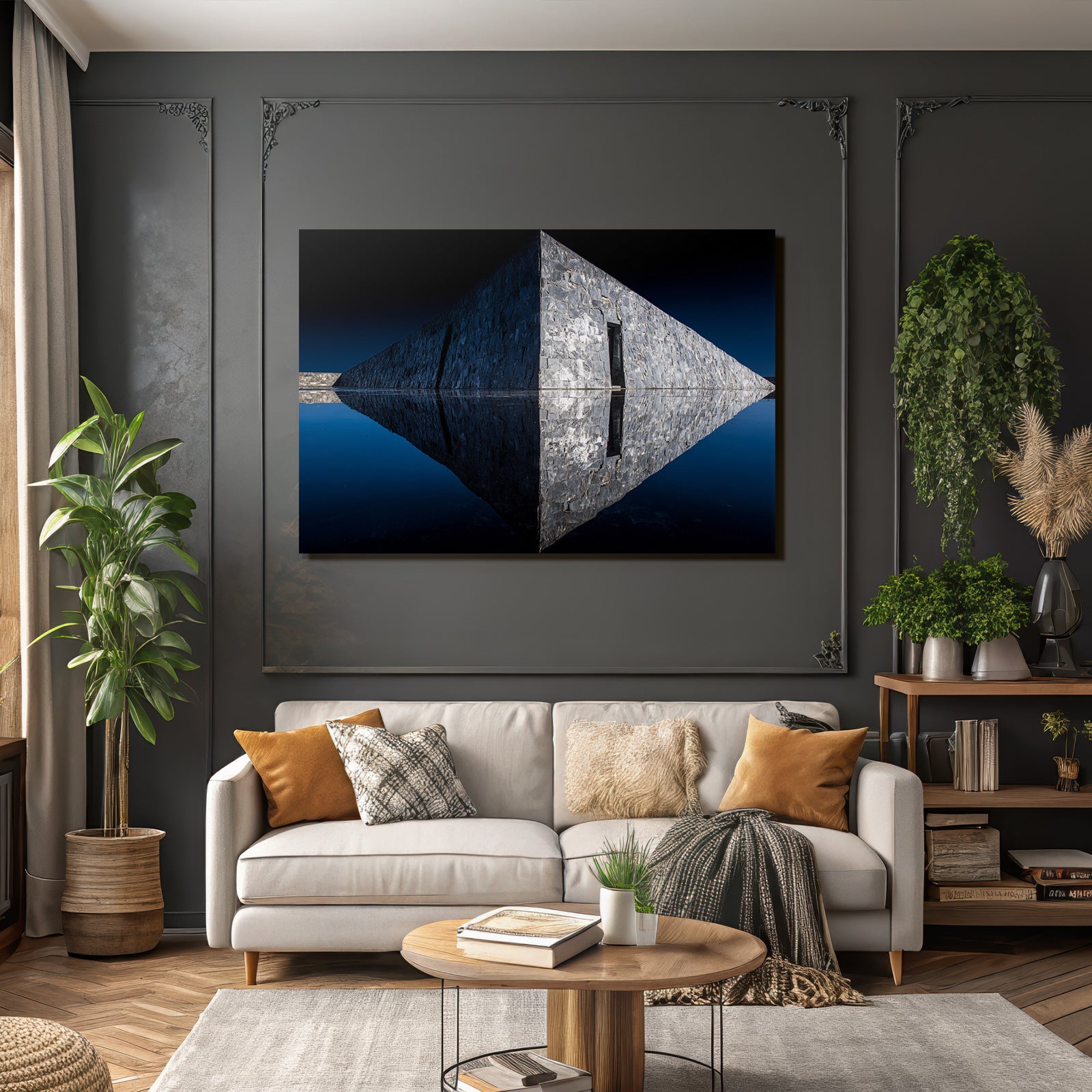 Moderne Zeitgenössische Reflektion Wasser Symmetrie