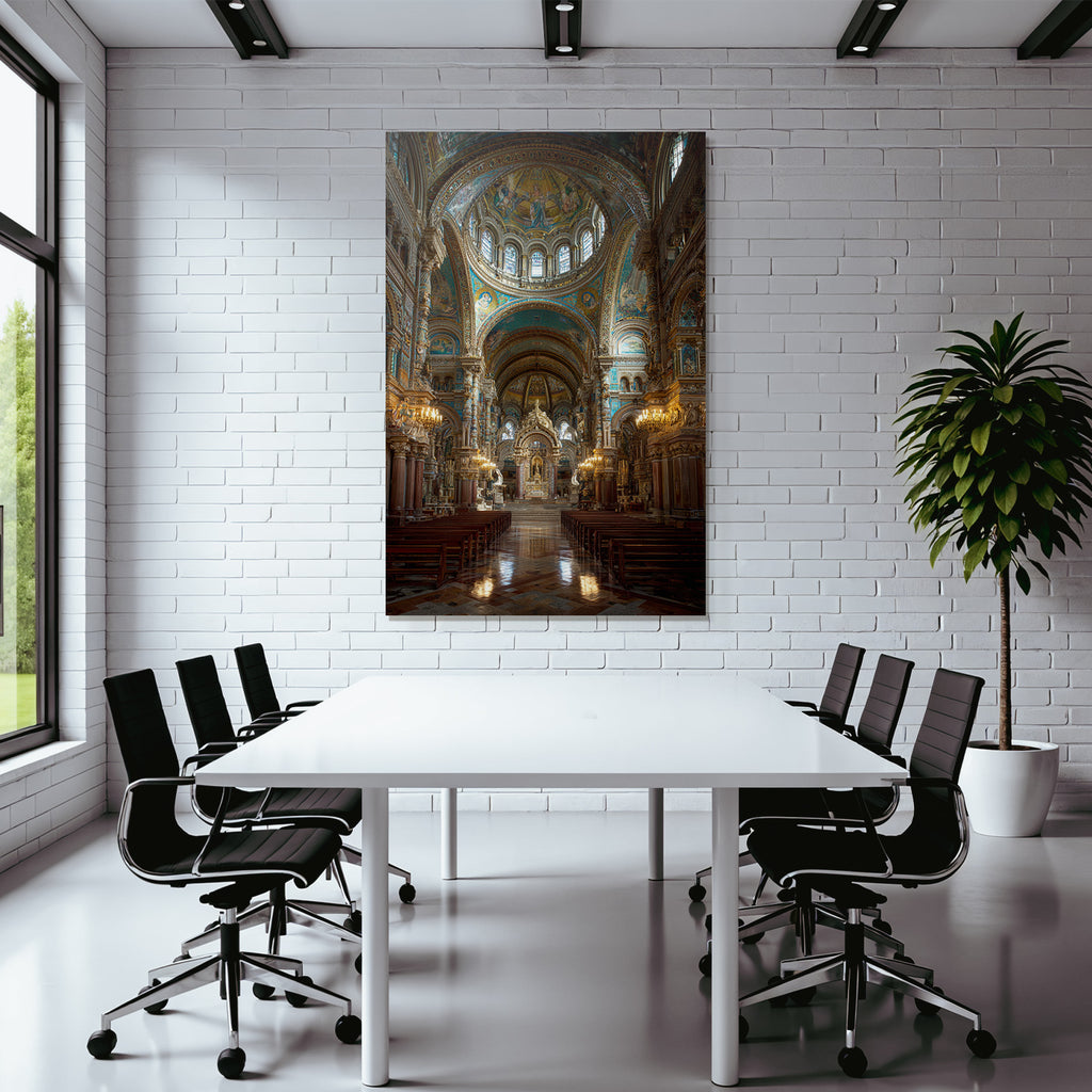 Grandiose Kirche Innenansicht Mit Ornämenten Colums Und Altarraum