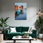 Hafenlandschaft Bunte Gebaude Boote Reflektion