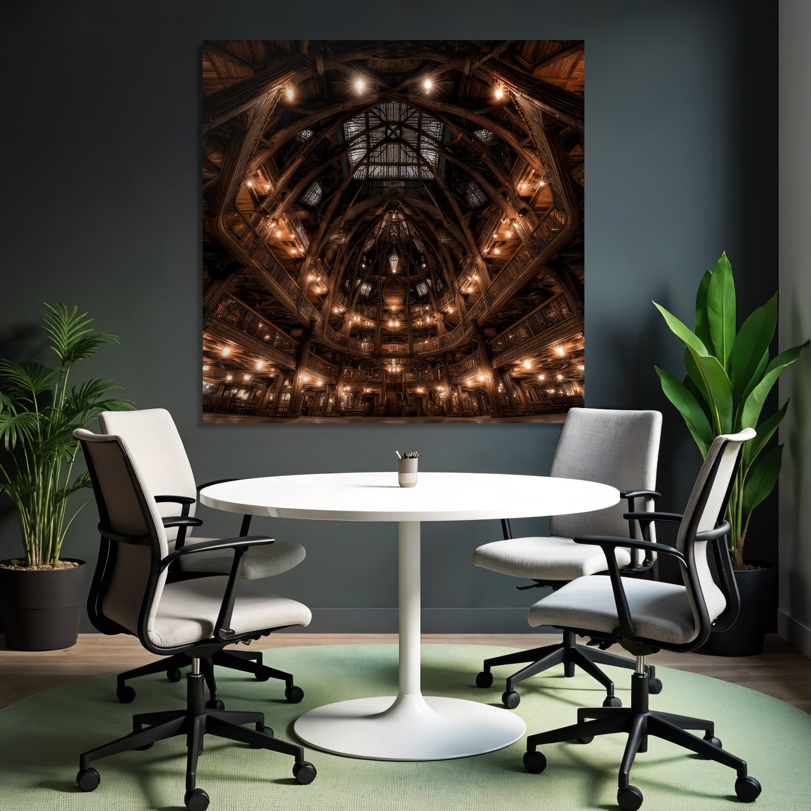 Moderne Grosser Eleganter Innenraum Mit Holz Und Vaulted Ceilings