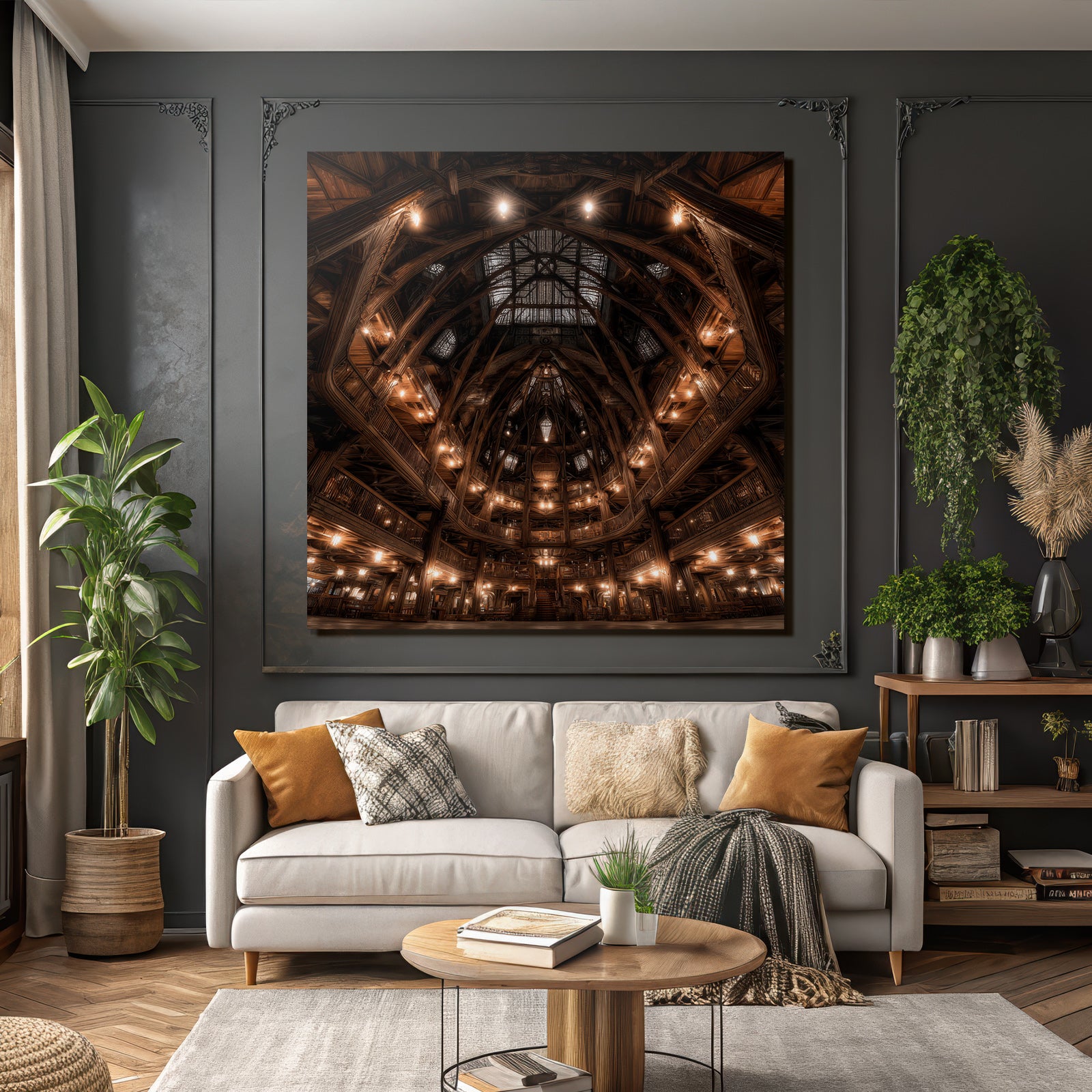 Moderne Grosser Eleganter Innenraum Mit Holz Und Vaulted Ceilings