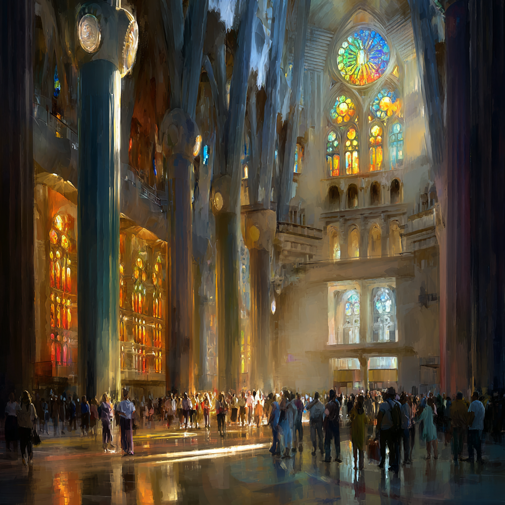 Grosse Innenansicht Einer Kathedrale Mit Buntem Licht And People | Sakrale Bauten | Architektur