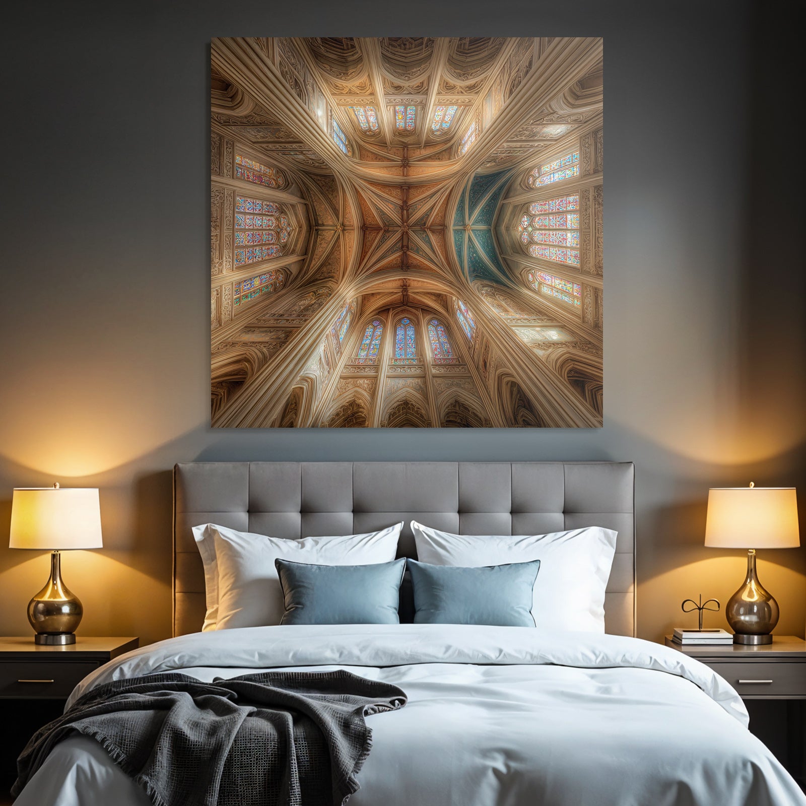 Innenraum Decke Kathedrale Ornamentiert Buntes Verglasung