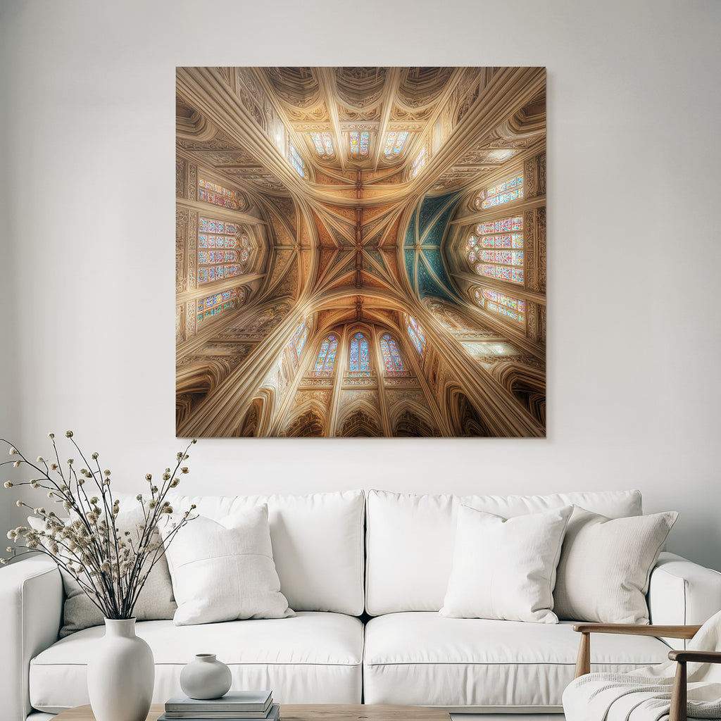 Innenraum Decke Kathedrale Ornamentiert Buntes Verglasung