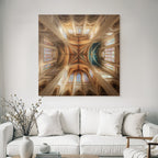 Innenraum Decke Kathedrale Ornamentiert Buntes Verglasung