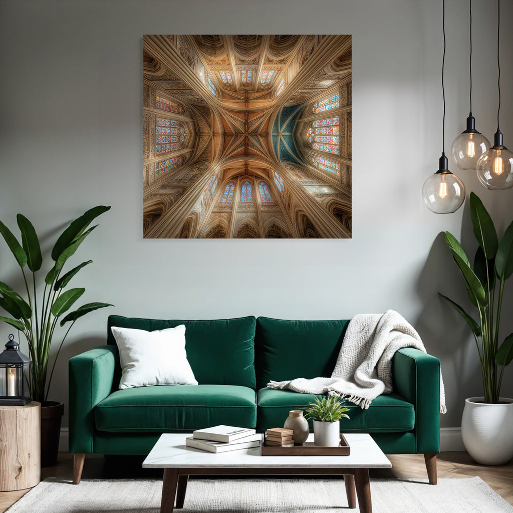Innenraum Decke Kathedrale Ornamentiert Buntes Verglasung